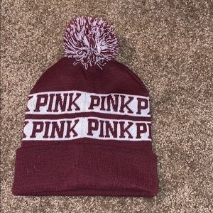 Maroon Victoria secret Pom Pom hat